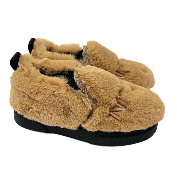 Faux Fur Brown Shoes For Girl