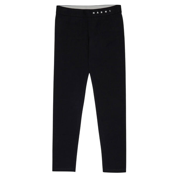 Girls Black Logo-Waistband Leggings