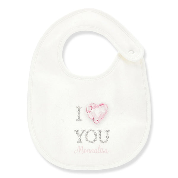 Baby Girls White I Love You Printed Bib