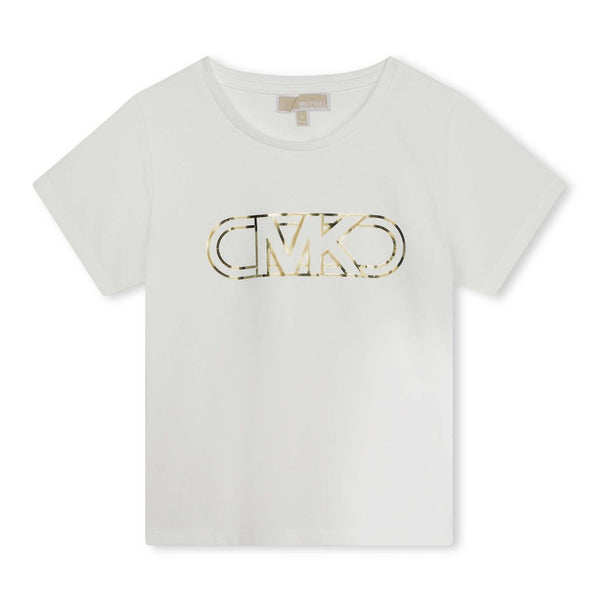Girls White Logo-Print Cotton T-shirt
