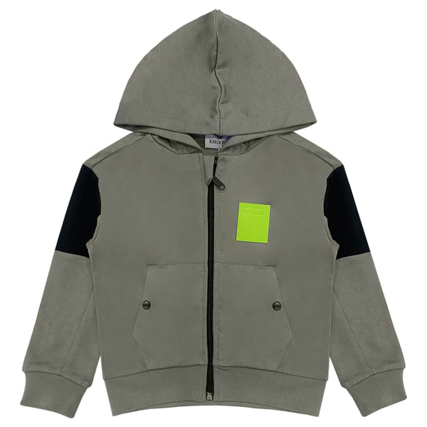 Boys Grey Logo-Patch Hooded Sweatshirts