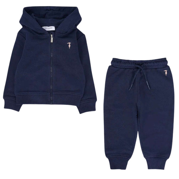 Baby Boys Blue Logo-Print Hooded Tracksuit