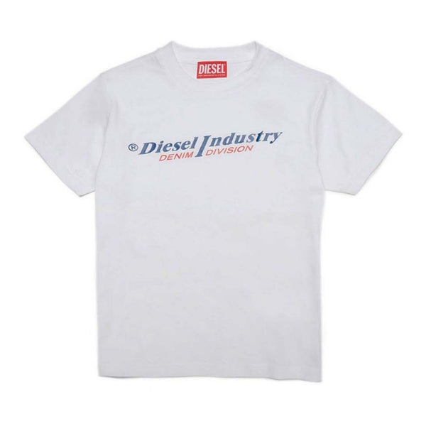 White jersey T-shirt with logo
