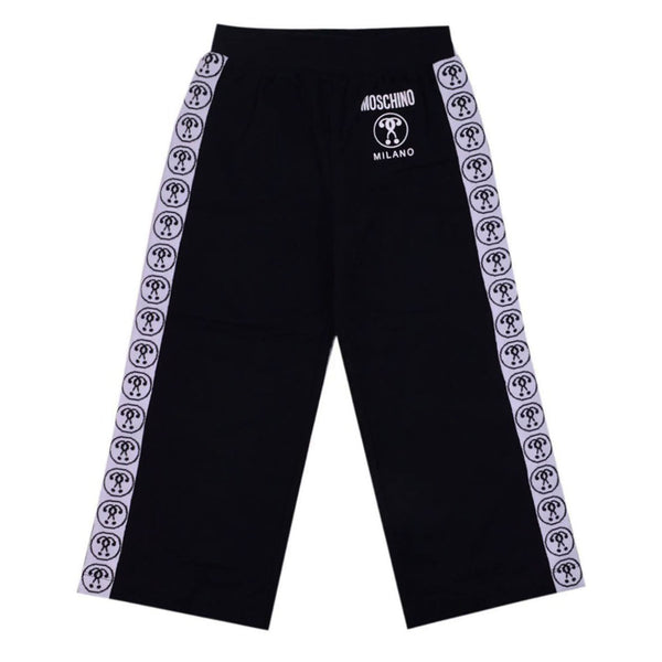 Girls Black Cotton Question Mark Joggers