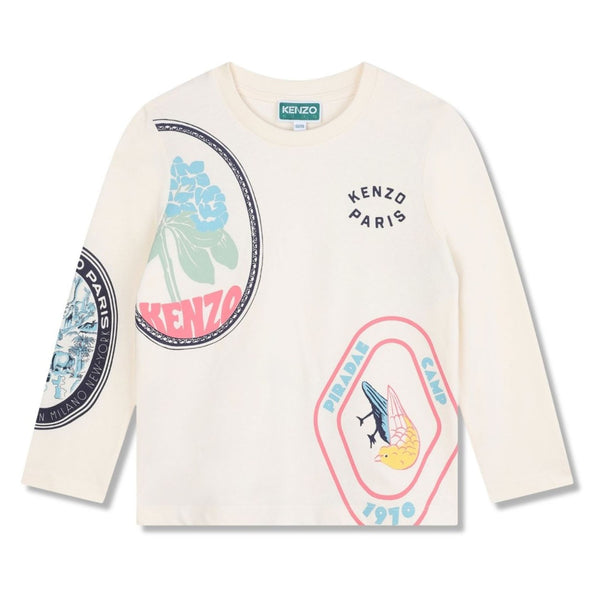 Girls Ivory Graphic-Print Cotton T-shirt