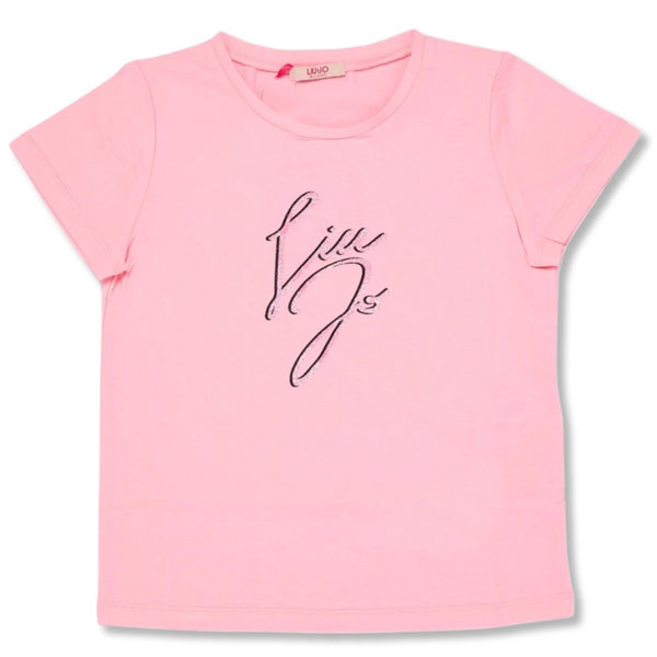 Girls Pink Logo-Print Cotton T-Shirt