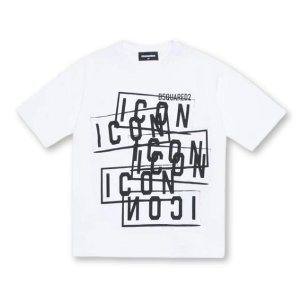Boys White Icon-Print Cotton T-shirt