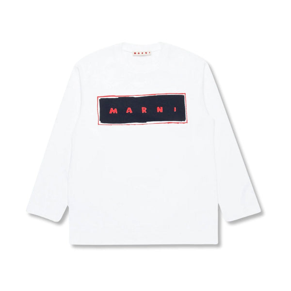 Unisex White Logo-Print Full Sleeves T-Shirt