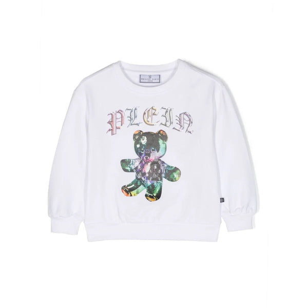 Girls White Logo-Print Cotton Sweatshirt