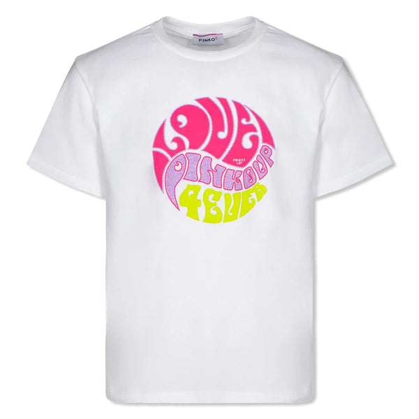 Girls White Cotton Logo T-Shirt