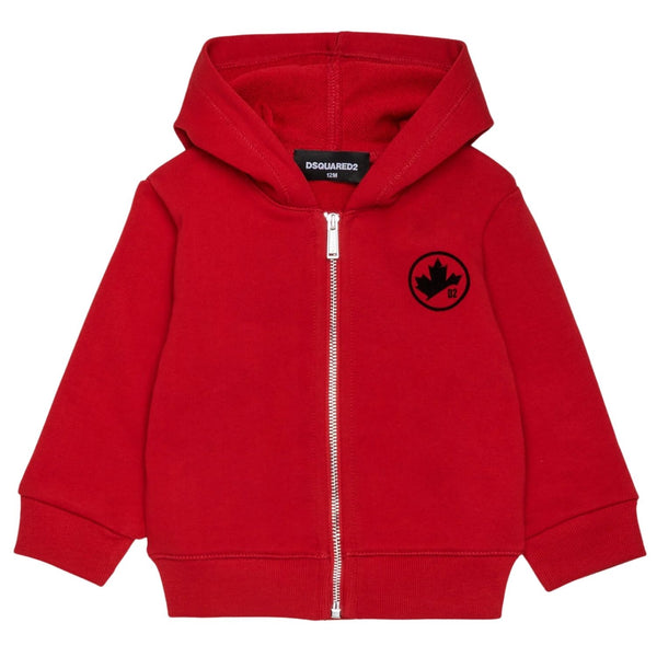 Baby Unisex Red Zip-Up Logo-Print Hoodies