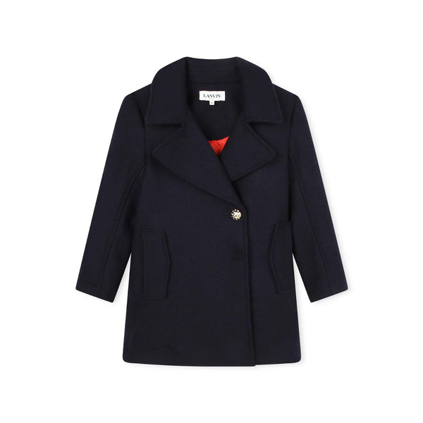 Girls Navy Blue Wool Coat