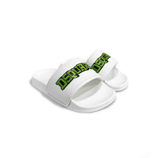Unisex White Logo-Print Slides