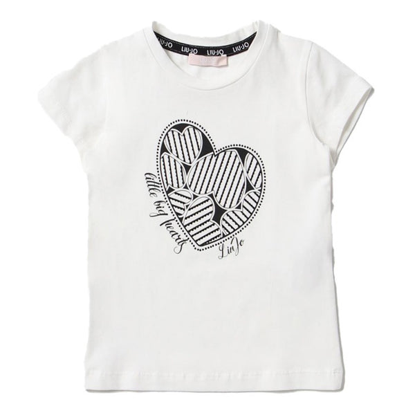 Girls White Cotton Half Sleeves T-Shirt