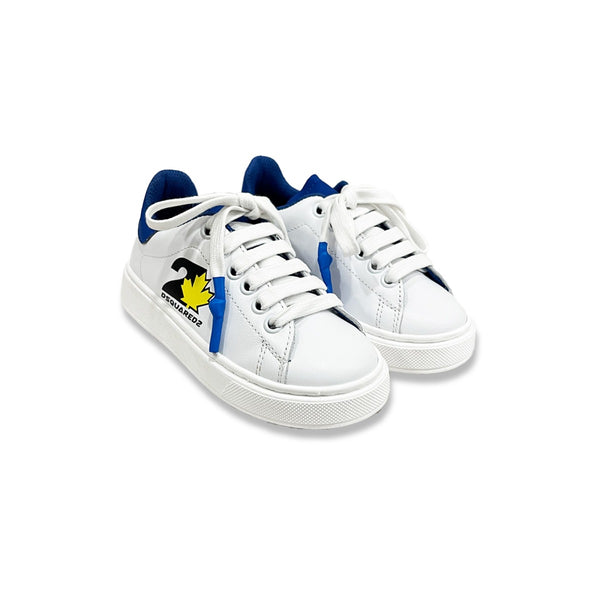 Boys White Lo-Top Logo-Print Sneaker