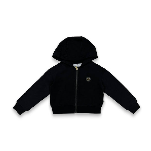 Girls Black Logo-Patch Zip Hoodie