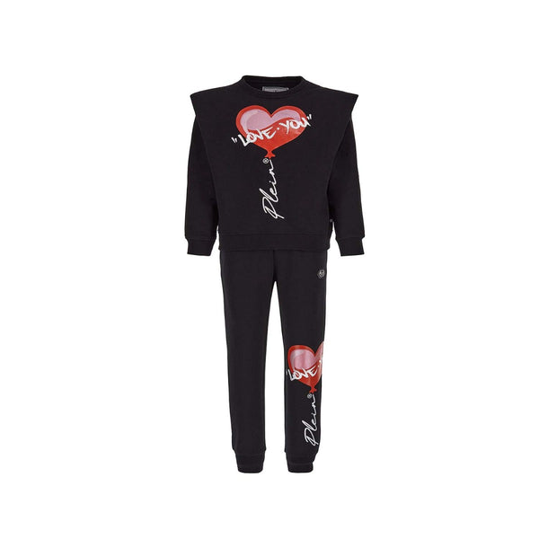 Girl Black Heart Print Tracksuit