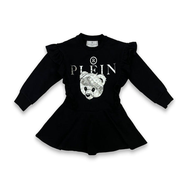 Girls Black Logo Print Dress