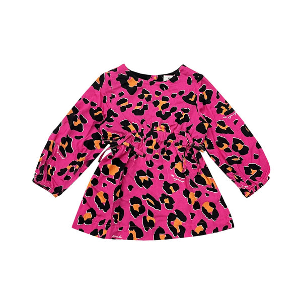 Girls Pink Graphic-Print Viscose Dress
