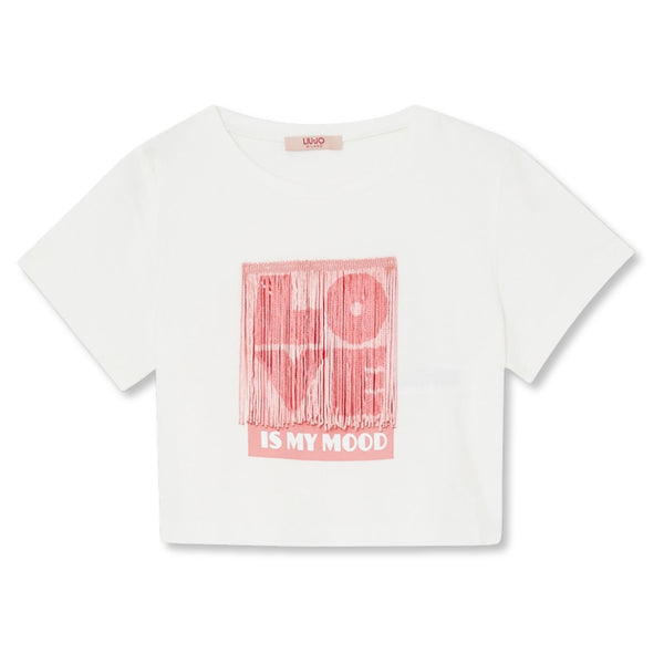 Girls White Lettering-Print T-Shirt