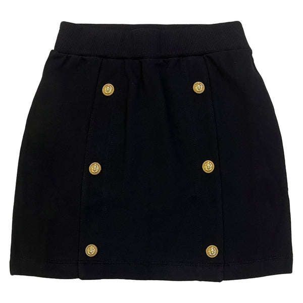 Girls Black Mini-Skirt With Gold-Toned