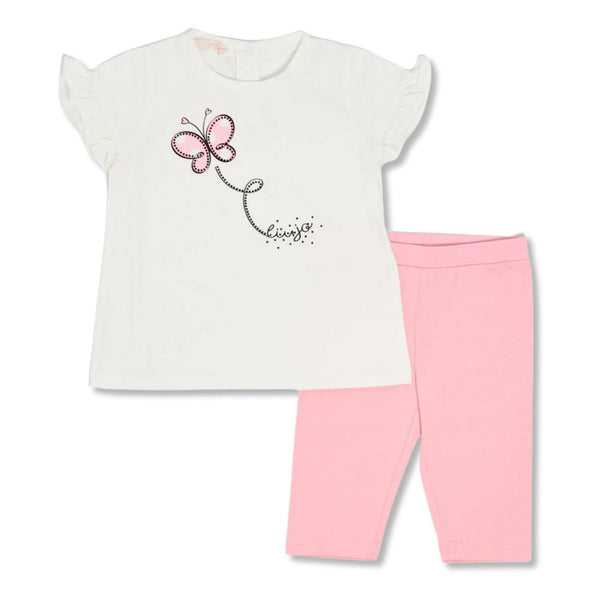 Baby Girls White & Pink Leggings Set