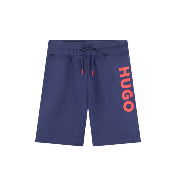 Boys Navy Blue Logo-Print Track Shorts