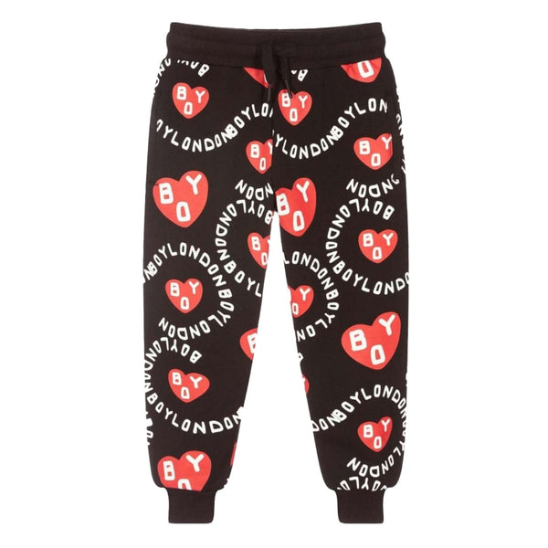 Boys Kids Heart Print Jogger Black - Unisex
