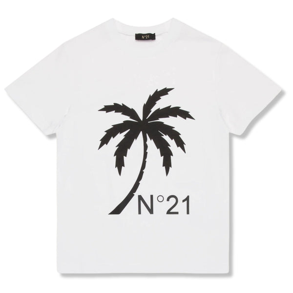 Boys White T-shirt with Palma Print