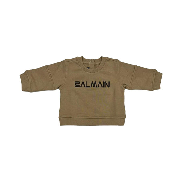 Baby Kids Beige Logo Print Sweatshirt
