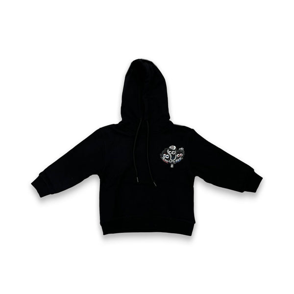 Boys Black Logo Print Hooded Sweatshirt