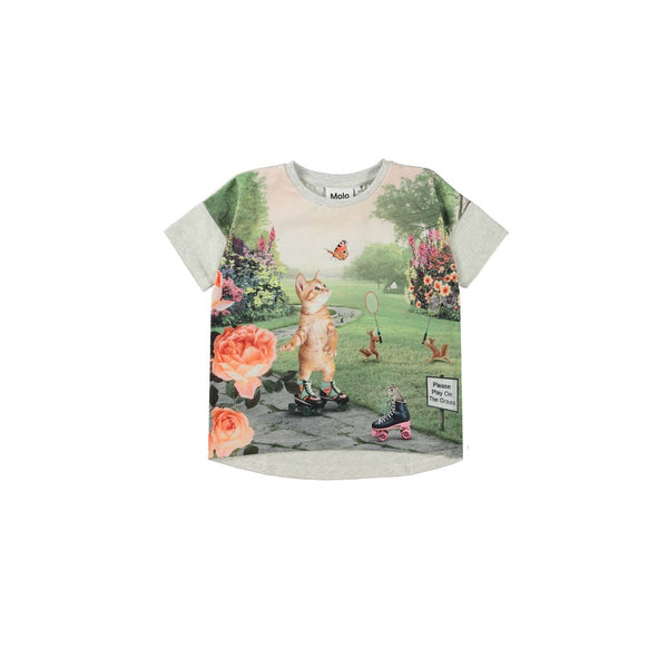 Girls Grey Marl Kitten T-Shirt