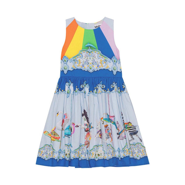 Girls Blue Organic Cotton Carousel Dress