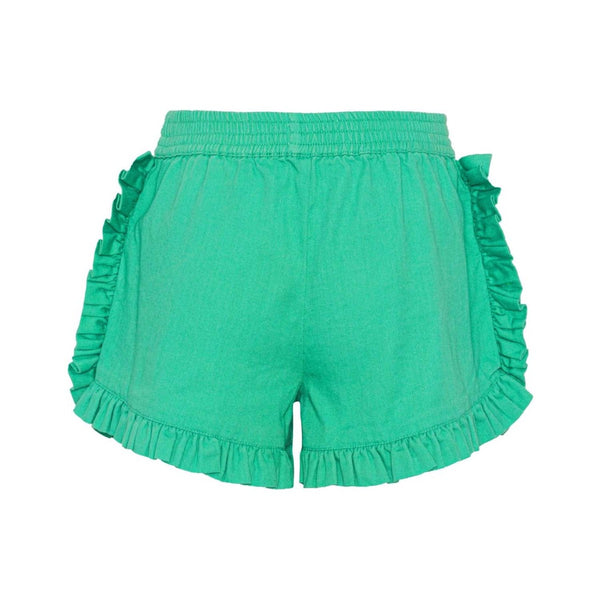 Girls Green Ruffle Detail Cotton Shorts