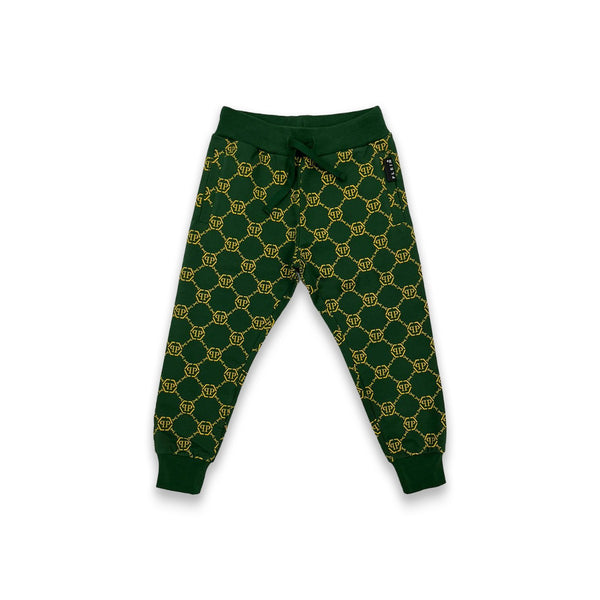 Boys Green All-Over Logo Print Trouser