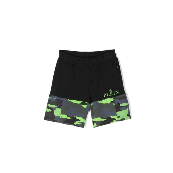 Black Military Print Shorts