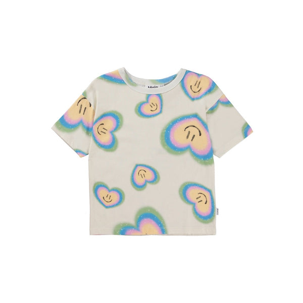 Girls Aura Hearts Print Half Sleeves T-Shirt