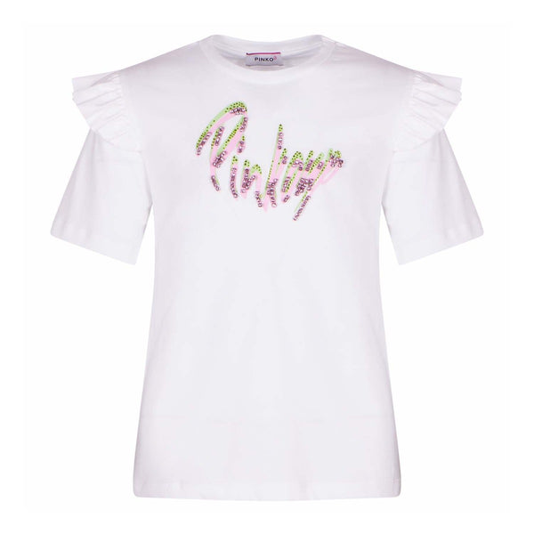 White Top With Studs And Ruffle Detailings