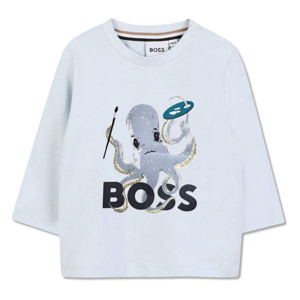 Baby Boys Light Blue Octopus Print T-shirt