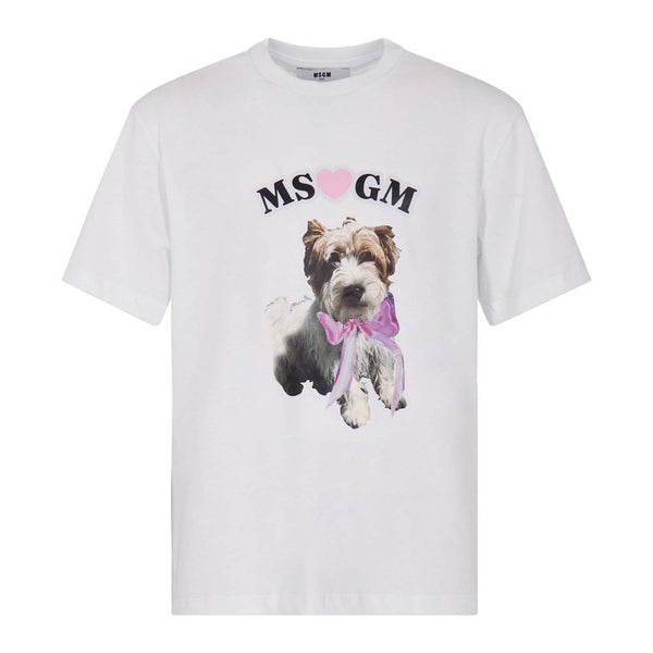 Girls White Cotton Half-Sleeves T-Shirt