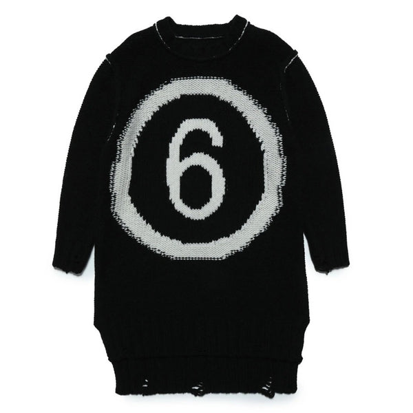 Girls Black Wool Sweater Dress