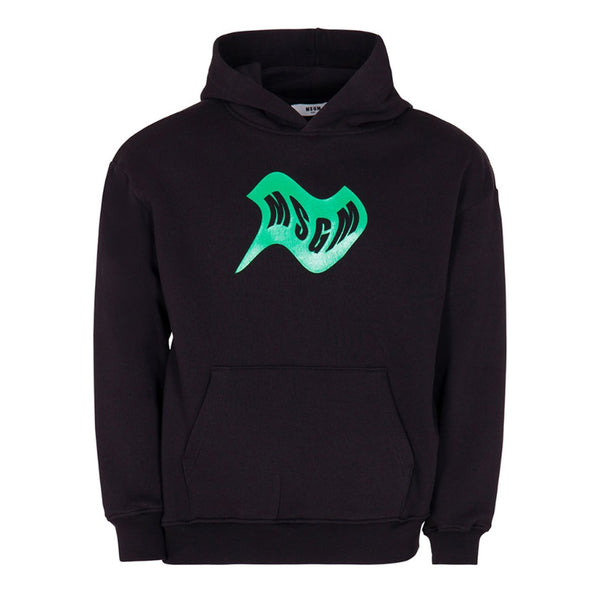 Kids Black Cotton Jersey Hoodie