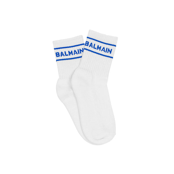 White Logo Print Socks