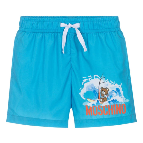 Boys Blue Surf Bear Swim Shorts
