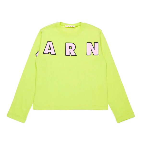 Girls Green Embroidered Logo Cotton T-Shirt