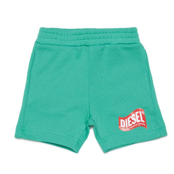 Green Cotton Shorts With Logo In Wave Version