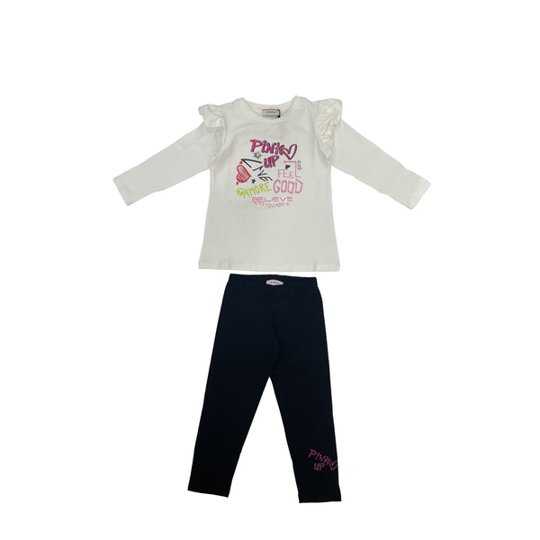 White Stretch Jersey Set For Girls