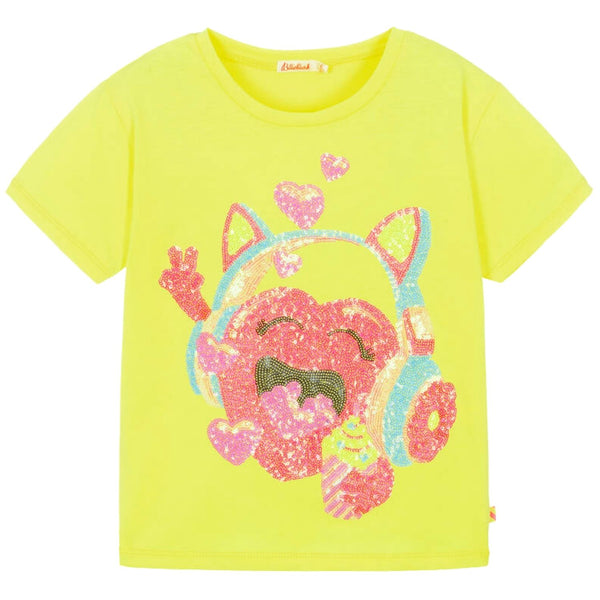 Girls Yellow Sequin Graphic T-Shirt