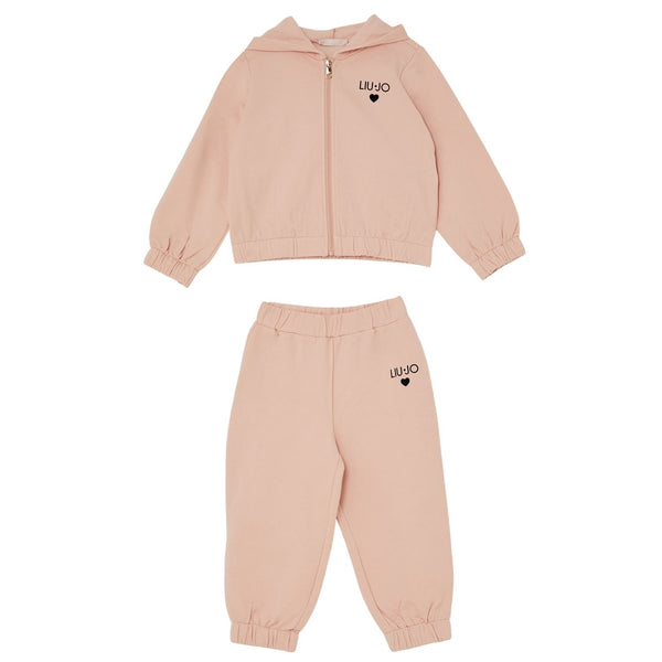 Baby Girls Pink Logo-Print Hooded Tracksuit