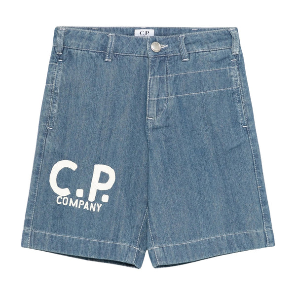 Boys Demin Blue Logo-Print Shorts